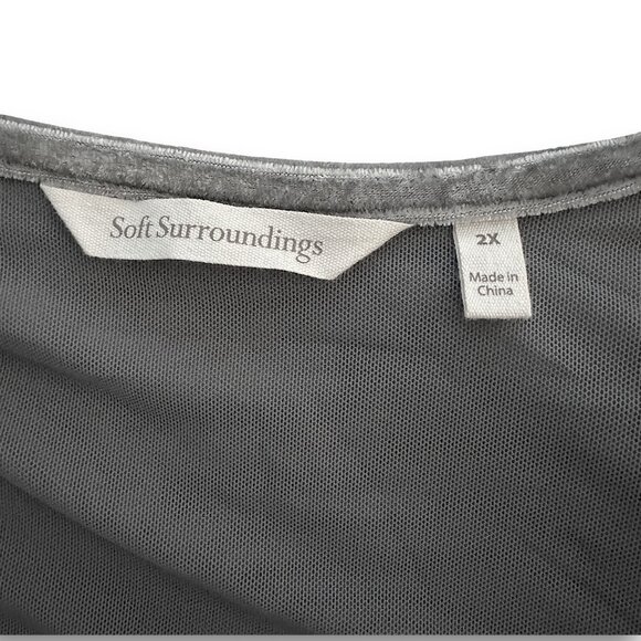 Soft Surroundings 2X GRAY Velvet Alyssa Wrap Top - Picture 8 of 9
